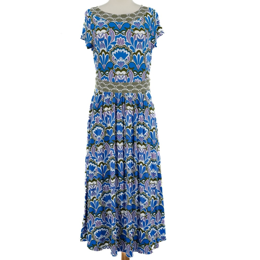 Boden Melanie Jersey Midi Dress Women 10 R French Blue Baroque Resort Wear